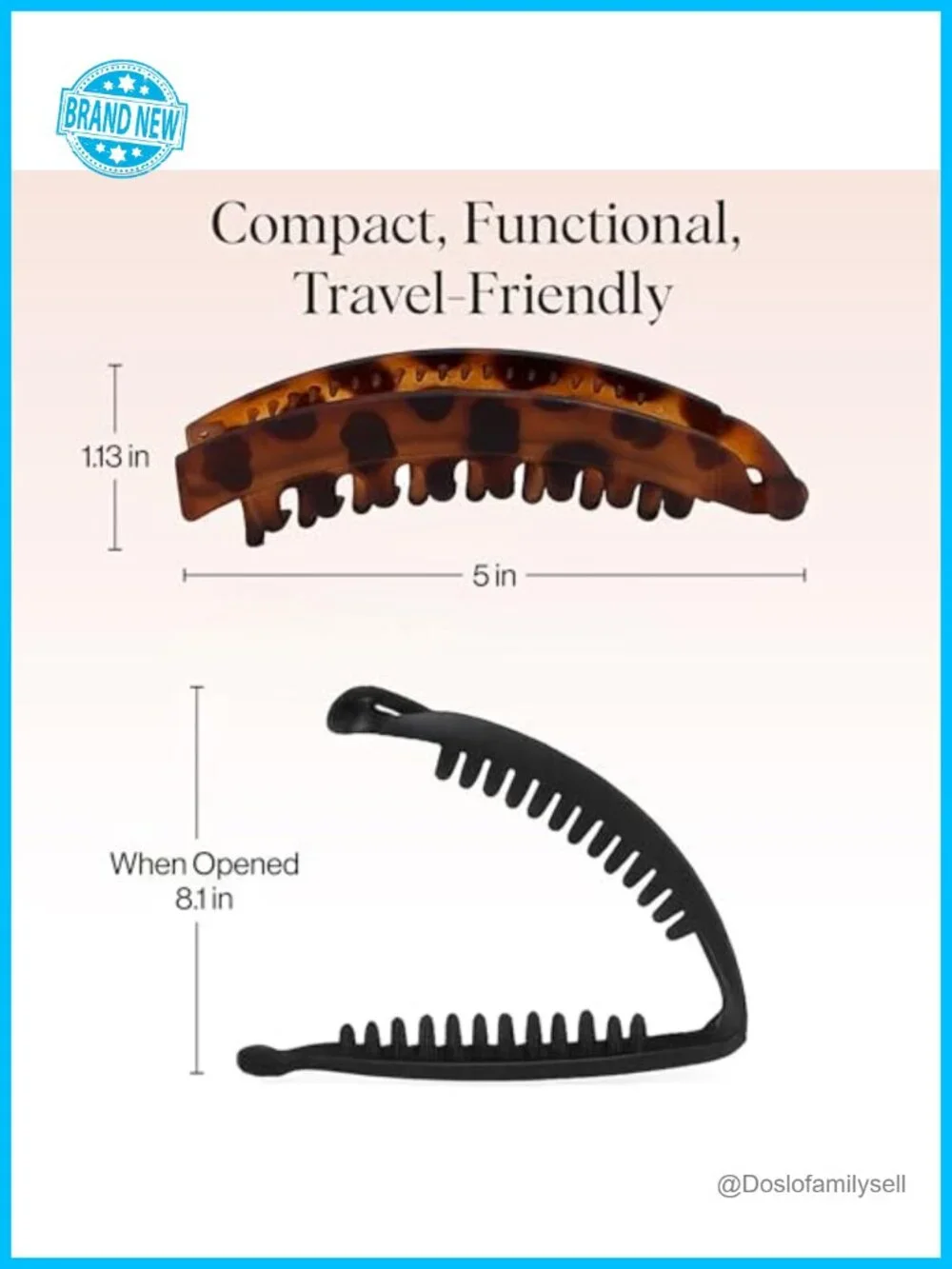 Banana Hair Clips - Secure, Durable Metal Springs, Recycled Plastic, Retro